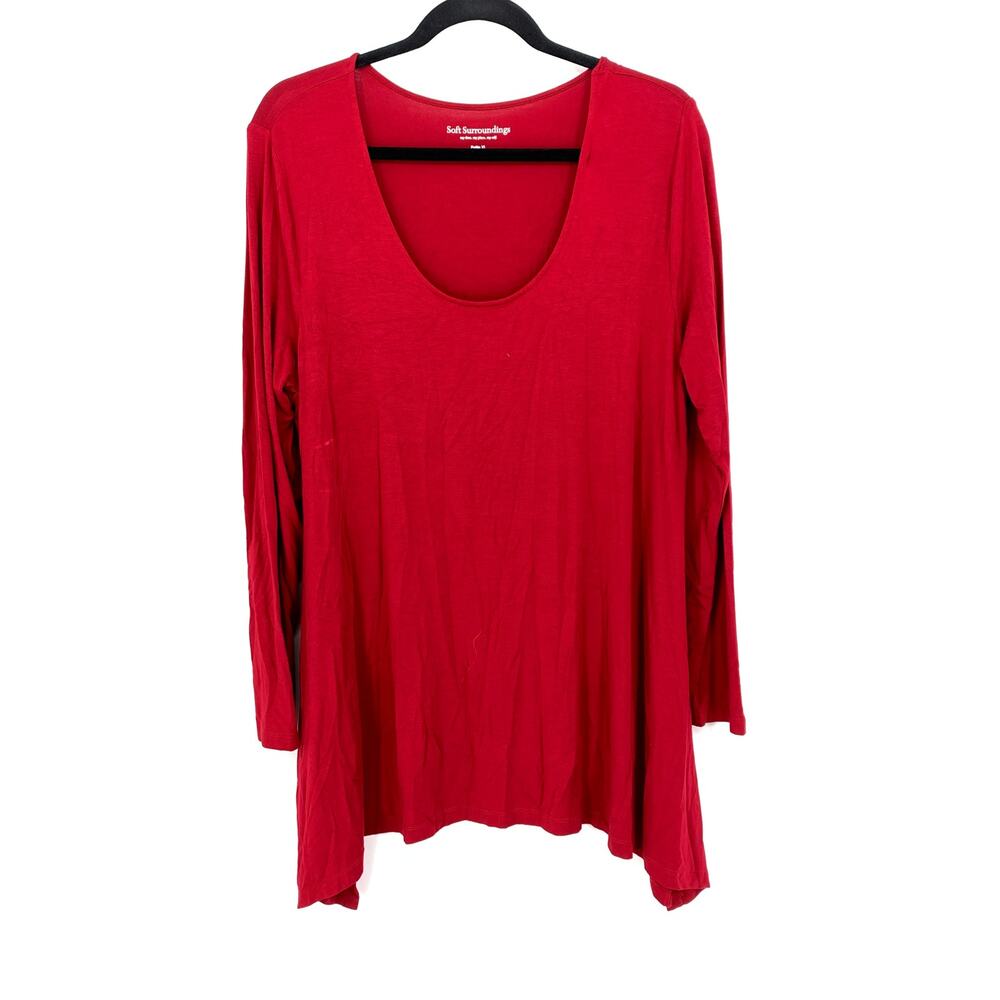 Soft Surroundings Tunic Top Womens Size XLP Scoop Neck Long Sleeve Red